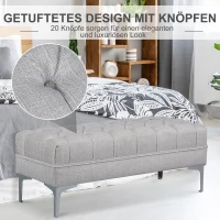HOMCOM Polsterbank Sitzbank Truhenbank Lounge Retro, Leinen+Metall, Grau, L108xB44xH44cm(m-6)
