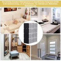 HOMCOM® SZAFA NA UBRANIA GARDEROBA PÓŁKI Z WIESZAKIEM 2+6 KOSTEK Z PP czarny+biały 111x47x145 cm(m-7)