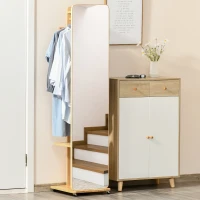 HOMCOM Standspiegel Natur 40 cm x 44,5 cm x 170 cm(m-6)