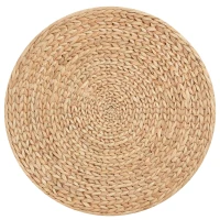 HOMCOM Stołek ze schowkiem Pufa Pojemnik słoma rattan khaki(m-8)