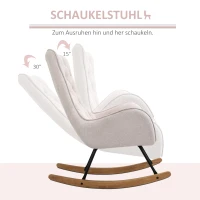 HOMCOM Schaukelstuhl Relaxstuhl Schwingsessel Schaukelsessel Leinen Stahl Cremeweiß 69 x 90 x 100 cm(m-5)