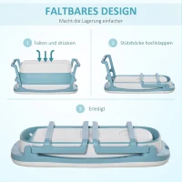 HOMCOM Faltbare Baby-Badewanne Blau Weiß 114 cm x 60,4 cm x 53 cm(m-6)