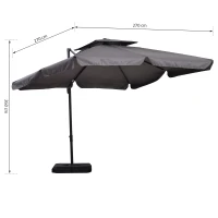 Parasol UV50+ parasol na wysięgniku podstawa i 4 obciążniki z pokrowcem ochronnym aluminium(m-3)