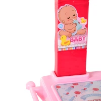 HOMCOM 2-Set Kinderschminktisch Frisiertisch Frisierkommode mit Hocker Musik Licht Mädchen Kosmetik Spiegel Infrarotsensor Rosa+Weiß 44x28x67 cm(m-9)