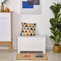 Ławka z dużym schowkiem ławka na buty skrzynia do postawienia przy łóżku MDF kolor biały 81x40x46cm(m-4)