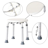 HOMCOM Duschstuhl Badehocker Badestuhl Duschhocker Duschsitz Badhilfe höhenverstellbar (Duschhocker/rund)(m-5)