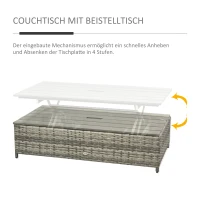 Zestaw wypoczynkowy z polirattanu 4 części Zestaw ogrodowy podwójna sofa z taboretem stół Outsunny®(m-7)