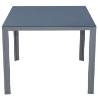 Outsunny® Gartentisch mit Glasplatte | Aluminium, Sicherheitsglas | Schwarz, Silber | 87 x 87 cm(m-6)