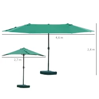 Parasol ze stojakiem parasol ogrodowy podwójny 460x270cm ciemnozielony(m-3)