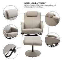 Homcom Relax Chair TV Krzesło Fotel 360° Obrotowy z podnóżkiem(m-4)
