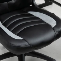 Vinsetto Gamingstuhl mit Wippfunktion höhenverstellbarer Bürostuhl ergonomischer Schreibtischstuhl Home-Office Schaumstoff Kunstleder Nylon Mesh Grau 64 x 68,5 x 117-127 cm(m-9)