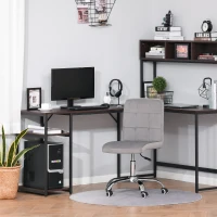 HOMCOM Bürostuhl schwenkbar Computerstuhl Salon Hocker mit Rollen Arbeitshocker Rollhocker Drehhocker höhenverstellbar Büro Hellgrau 54 x 52 x 84-94 cm(m-2)