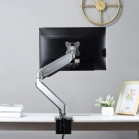 Uchwyt na monitor Vinsetto monitor biurkowy wspornik na monitor z regulacją wysokości przechylany w pionie i w poziomie obrotowy stop aluminium kolor srebrny 60 x 14 x 31-64 cm(m-2)