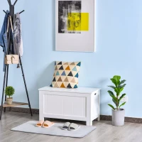 Ławka z dużym schowkiem ławka na buty skrzynia do postawienia przy łóżku MDF kolor biały 81x40x46cm(m-5)