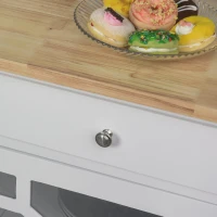 HOMCOM Küchenwagen, Rollwagen, Servierwagen mit Schublade, Handtuchhalter, Schrank für Küchen, Kiefernholz, MDF, Natur+Weiß, 63 x 45 x 86 cm(m-8)