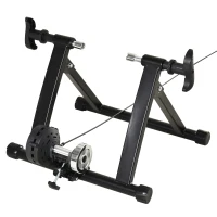 HOMCOM Trenażer Rolkowy, Trener Rowerowy, 8 Poziomów Opory, Składany, Dla Koła 26-29'', Stal, Czarny, 68 x 62,5 x 49 cm(m-1)