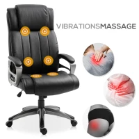 Vinsetto® Bürostuhl Massagefunktion drehbar 64,5 x 79 x 115-126 cm Schwarz(m-4)