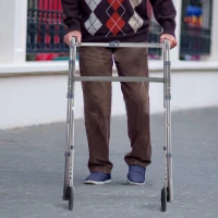 HOMCOM Gehgestell Gehbock Alu Gehhilfe Gehwagen mit 2/3 Rädern Faltbar (Modell1)(m-2)