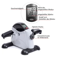 HOMCOM® mini bike fietstrainer fitnessapparaat hometrainer fitnessbike indoor sport bicycle exercise fitness LED-scherm (grijs / mini bike)(m-4)