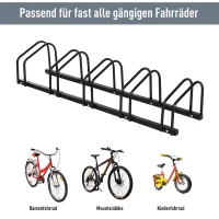 HOMCOM fietsstandaard 5/6 fietsen fietsenrek fietsen fietsrek zwart(m-4)