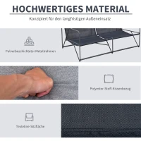 Outsunny Gartengarnitur für 4 Personen Gartenmöbel-Set mit Couchtisch Sofa mit Kissen Outdoor Metall Grau+Schwarz(m-5)