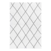 Homcom Teppich skandinavisches Muster Weiß-Silber 170 x 120 x 3,5 cm(m-1)