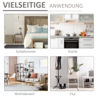 HOMCOM Küchenschrank Geschirrschrank Beistellschrank mit 2 Schichten Buffet Vitrinenschrank Glastür MDF Weiß  80 x 36,5 x 76 cm(m-6)