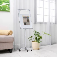 Vinsetto Whiteboard mit 360° Rollen, Magnetisch Flipchart Staffelei, Trocken Abwischbar, Höhenverstellbar, Mit Stiftablage, Magnete, Radiergummi, Alu-Legierung 92 x 62 x 162-194 cm(m-2)