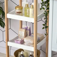 HOMCOM® Badregal Standregal Lagerregal Küchenregal Haushaltsregal 4 Ablagen Bambus + MDF 32 x 30 x 100 cm(m-6)