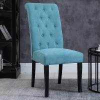 HOMCOM Luxus Esszimmerstuhl, gepolstert und getuftet, Kautschuk, Leinen(m-2)