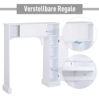 HOMCOM Toilettenregal Toilettenschrank Überbauschrank Anti-Kipp Viel Stauraum MDF Weiß 89 x 23 x 104 cm(m-6)