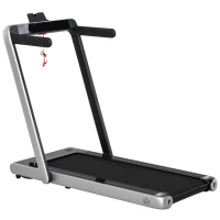 HOMCOM Elektrisches Laufband mit LED-Display Faltbares Fitnessgerät 1-12 Km/h Stahl Schwarz+Silber 134 x 66 x 107 cm(m-1)