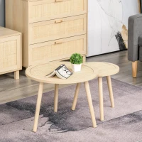 HOMCOM set van 2 salontafels met rotan(m-4)