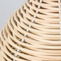 HOMCOM Tischlampe Tischleuchte E27-Fassung Nachttischlampe 40 W Rattan Leinen Stahl Beige 22 x 22 x 40 cm(m-10)