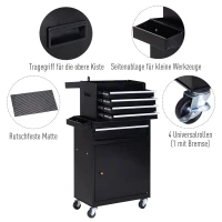 Wózek warsztatowy DURHAND skrzynka narzędziowa z 5 szufladami kółka 360° metalowy 52,5 x 28 x 104,5 cm(m-6)