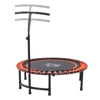 Trampolina HOMCOM, trampolina fitness, trampolina ogrodowa do jogi z regulacją wysokości z uchwytem dla dzieci i dorosłych, stal + PP + EVA, kolor czarny + pomarańczowy, 114,3 x 114,3 x 138 cm(m-4)