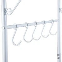 HOMCOM Garderobenständer Kleiderständer Garderobe mit 3 Schuhablagen 5 Haken Flur Stahl Weiß L60 x B35 x H175cm(m-8)