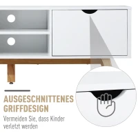 HOMCOM Szafka RTV, Komoda pod telewizor, Szafka z szufladami i otwartymi półkami, MDF, biały, 150 x 39 x 50 cm(m-6)