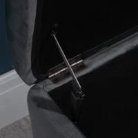 HOMCOM Luxe poef krukje met opbergruimte gepolsterd krukje donkergrijs(m-9)