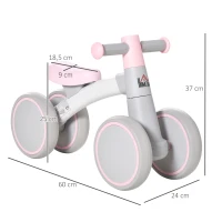 HOMCOM Kinder Laufrad Lauffahrrad Balance Bike ab 1 Jahr Baby Rutschrad mit TPU-Rädern keine Schrauben Geschenke für Jungen/Mädchen Kleinkind Spielzeug Rosa+Grau 60 x 24 x 37 cm(m-3)