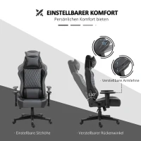 Vinsetto® Ergonomischer Gaming Stuhl Bürostuhl mit Wippfunktion höhenverstellbar Schwarz(m-6)