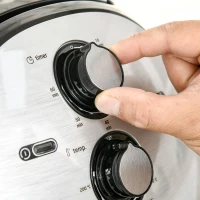 HOMCOM Luftfritteuse Frittierkorb 5L 1700W Heißluftfritteuse zum Frittieren Grillen Braten Backen ohne Fett PP Aluminium Silber+Schwarz 38,5 x 30,7 x 33,1 cm(m-8)