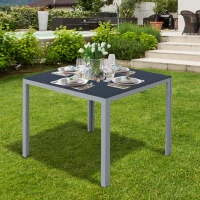 Outsunny® Gartentisch mit Glasplatte | Aluminium, Sicherheitsglas | Schwarz, Silber | 87 x 87 cm(m-2)
