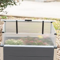 Outsunny Horta Elevada de Alumínio 78,5x47x74,5cm Estufa com Cobertura de Policarbonato e Teto Retrátil para Cultivos de Plantas Flores Cinza(m-7)