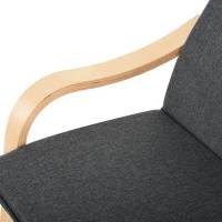 HOMCOM Relaxsessel mit Fußhocker, Ruhesessel mit Armlehne, Relaxstuhl, Leinenbezug Holzgestell Grau 67 x 78 x 98 cm(m-9)