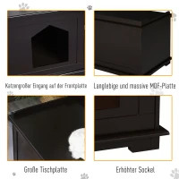 PawHut Katzenschrank Katzentoilette Katzenklo Katzenhaus Katzenbett mit magnetischen Türen verstellbaren Trennwände MDF Kurzplüsch Braun 74 x 54 x 53 cm(m-6)