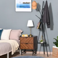 HOMCOM® STOJAK NA UBRANIA DO GARDEROBY PRZEDPOKOJU metalowy czarny(m-2)