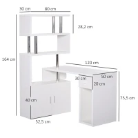 HOMCOM Biurko w kształcie litery L / litery I biurko komputerowe biurko narożne stal nierdzewna kolor biały(m-3)