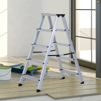 HOMCOM Trittleiter mit 5 Stufen | Aluminium | Rutschfest | 88 x 45 x 103 cm(m-2)