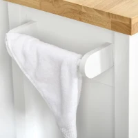 HOMCOM Küchenwagen Küchenrollwagen Servierwagen mit einer Schublade geschlossenen Schrank Regalboden und Handtuchhalter 4 Lenkrollen MDF Gummiholz Weiß+Eiche 63,5 x 40 x 90 cm(m-7)